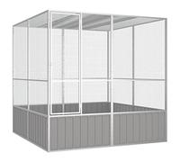 Verderoom Voliera per Uccelli da Esterno, Gabbia Uccelli, Voliera per Uccelli, Gabbia Pappagalli, Voliera Uccelli Grande, in Acciaio Zincato Grigia 213,5x217,5x211,5 cm