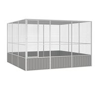 Verderoom Voliera per Uccelli,Gabbia Uccelli,Gabbietta Uccellini,Voliere da Esterno per Uccelli,Gabbia per Uccelli Grigia 302,5x324,5x211,5 cm Acciaio Zincato