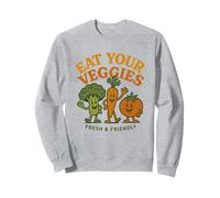 Verdure sorridenti Retro Cartoon Mangiare il Veggies Design Felpa