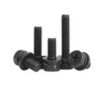 VerdureJ M3 M4 M5 M6 M8 Nero In Acciaio Inossidabile 304 Vite a Testa Esagonale Esterna con Incasso a Croce Guarnizione a Molla Viti Combinate Bullone(M6x16x12mm(5pcs))