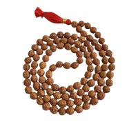 Vere perle di Rudraksh Mala dell'Himalaya a 5 facce - 108 perline mala, circa 8 mm