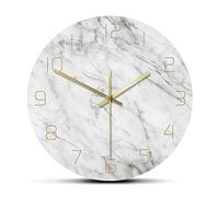 Vereen Orologio da Parete nel Marmo Silenzioso Analogico al Quarzo Orologio da Parete Rotondo Stampa nel Marmo 3D Elegante creatività per La Casa