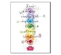 VERENIX Chakra Decor Yoga Poster - 7 Chakra Zen Wall Art, 40,6 x 61 cm, stampa su tela senza cornice, bianco, multicolore