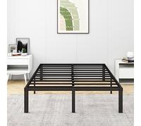 VERFARM, struttura per letto matrimoniale, in metallo, 135 cm x 190 cm, altezza 36 cm con spazio di archiviazione sotto il letto, struttura per letto matrimoniale con piattaforma in metallo e supporto