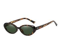 Verfimaci Occhiali da sole ovali retrò per le donne che guidano occhiali da sole, Montatura Leopardata Lenti Verdi, 54mm