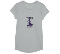 Vergine Celeste Maiden Zodiaco Astrologia Dea Stella Maglietta, Ragazze, Grigio Melange, S