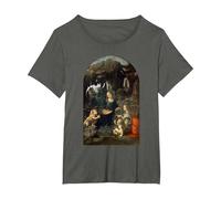 Vergine delle Rocce di Leonardo da Vinci Maglietta, Donna Plus-Size, Asfalto, 1X