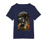 Vergine delle Rocce di Leonardo da Vinci Maglietta, Donna Plus-Size, Navy, 2X