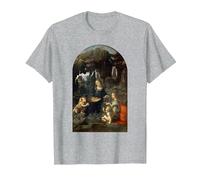 Vergine delle Rocce di Leonardo da Vinci Maglietta, Uomo, Grigio Melange, XL