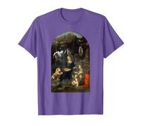 Vergine delle Rocce di Leonardo da Vinci Maglietta, Uomo, Viola mélange, XXL