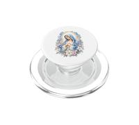 Vergine Maria Acquerello Gigli Preghiera Cattolica Opera d'arte sacra PopSockets PopGrip per MagSafe
