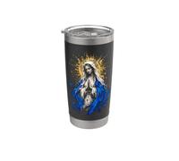 Vergine Maria Blu Preghiera Astratta Cattolica Sacra Opera D'arte Bicchiere termico in acciaio inox doppia parete