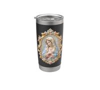 Vergine Maria Cattolica Devozionale Floreale Sacra Icona Ritratto Bicchiere termico in acciaio inox doppia parete