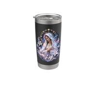 Vergine Maria Celeste Giglio Ritratto Arte devozionale Cattolica Bicchiere termico in acciaio inox doppia parete