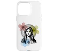 Vergine Maria con grafica vintage fiori Custodia per iPhone 15 Pro Max