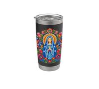 Vergine Maria Floreale Arte Popolare Cattolica Preghiera Icona Devozionale Bicchiere termico in acciaio inox doppia parete