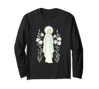 Vergine Maria Halo Floreale Religioso Maglia a Manica