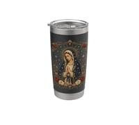 Vergine Maria Icona di preghiera floreale Cattolica Opera d'arte devozionale Bicchiere termico in acciaio inox doppia parete
