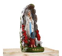 Vergine Maria In Resina - Statua Della Madonna Di Lourdes Con Agnello E Santa Bernadette | Scultura Religiosa, Perfetta Per Decorare Gli Altari, Ideale Per Ispirare Devozione E Spiritualità