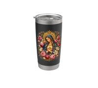 Vergine Maria Mariana Cuore Floreale Cattolica Arte devozionale Bicchiere termico in acciaio inox doppia parete