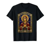 Vergine Maria Ortodossa Bizantina Sacra Devozionale Icona Arte Maglietta