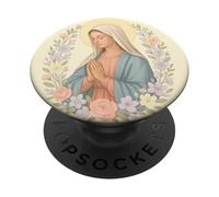 Vergine Maria Pregare Circondata da Fiori Fede Cattolica PopSockets PopGrip Adesivo
