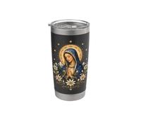 Vergine Maria Pregare Con Margherite Celeste Icona Sacra Arte Bicchiere termico in acciaio inox doppia parete