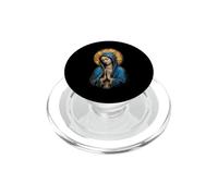 Vergine Maria Preghiera Cattolica Sacro Blu Icona Devozionale Arte PopSockets PopGrip per MagSafe