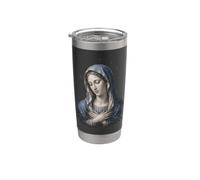 Vergine Maria Ritratto devozionale Cattolica Sacra Preghiera Arte Bicchiere termico in acciaio inox doppia parete