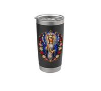 Vergine Maria Rosario Blu Mantello Cattolico Icona Devozionale Bicchiere termico in acciaio inox doppia parete