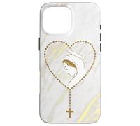 Vergine Maria Rosario Marmo Fede Cattolica Signora di Fatima Pregare Custodia per iPhone 16 Pro Max