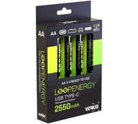 VERICO 4er-Pack AA, Akku-Batterien, Wiederaufladbar über USB-C 4 x AA LoopEnergy