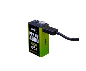 Verico LoopEnergy 9V Block 2er Pack, PP3, 4500 mWh, Wiederaufladbare USB-C Batterie, Li-Ion, 1 Ladekabel USB Type A auf 2 x Type C