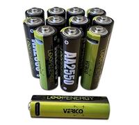 VERICO LoopEnergy AA 2550 - Batteria ricaricabile USB-C AA 1,5 V, 2550 mWh (1700 mAh), ricarica rapida tramite connettore USB-C in circa 2 ore, confezione da 12 AA, 3 cavi USB da -A a 4 USB-C
