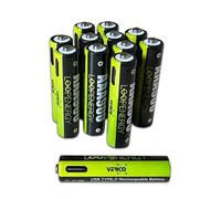 VERICO LoopEnergy AAA 900 - Batteria ricaricabile USB-C AAA 1,5 V, 900 mWh (600 mAh), ricarica rapida tramite connettore USB-C in circa 2 ore, confezione da 12 AAA, 3 cavi da USB-A a 4 USB-C