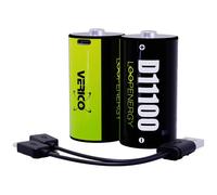 VERICO 2X MONO D - Batteria agli ioni di litio, Mono D, 1,5 V, 7400 mAh, USB-C, con