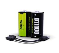 VERICO LoopEnergy - Confezione da 2 pezzi, misura D, mono, CR20, 11100 mWh / 7400 mAh, ricarica rapida tramite connettore USB-C in circa 2 ore, batteria agli ioni di litio, con 1 cavo di ricarica da