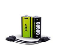 VERICO 2X BABY C - Batteria NiMH, Baby C, 1,5 V, 3700 mAh, USB-C, confezione da 2 p