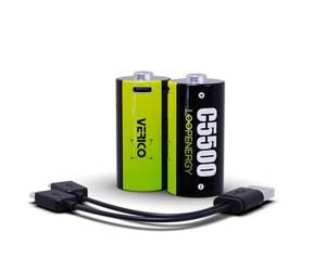 VERICO LoopEnergy CR14 - Confezione da 2 pezzi, 5500 mWh / 3700 mAh, ricarica rapida tramite connettore USB-C in circa 2 ore, batteria agli ioni di litio, con 1 cavo di ricarica da tipo A a 2 x tipo C
