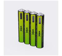 VERICO LoopEnergy Wiederaufladbare USB-C Batterie AAA 1,5V 900mWh (600mAh) Li-Ion, Schnellladung via USB-C Anschluss in ca. 2 Stunden (4X AAA)
