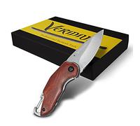 Veridium Coltellino Tascabile Piccolo Professionale, Grazie al Pregiato VG10 Tiene il filo 50 volte i pari prezzo. Coltello Portachiavi EDC con Moschettone e Stappino. Lama 6 cm, Temprato 61.9 HRC