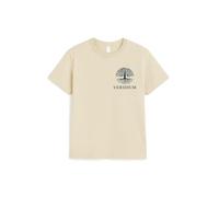 Veridium Maglia Unisex, T-Shirt 100% Cotone. Scritta su Spalle Forza della Natura, Maglia a Mezze Maniche Comoda ed Estiva Adatta Sia a casa Che per Uscire. Colore Beige con Disegni e Scritte Verdi.