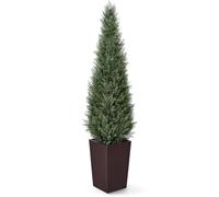 VeriNatural Cedro Artificiale 150 cm Pianta Finta da Interno e Esterno - Piante Finte Alta in Vaso Marrone con Foglie Artificiali Resistenti ai Raggi UV - Decorazione per Casa Giardino Ufficio, VN155