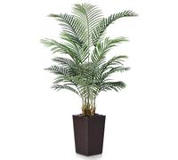 VeriNatural Palma Artificiale 150cm in Vaso Intrecciato Marrone con Ciottoli - Pianta Finta Alta - Piante Finte da Interno ed Esterno Grandi per Decorazioni Casa, Ufficio, Balcone,VN130