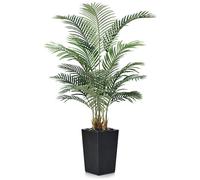 VeriNatural Palma Artificiale 150cm in Vaso Intrecciato Nero con Ciottoli - Pianta Finta Alta - Piante Finte da Interno ed Esterno Grandi per Decorazioni Casa, Ufficio, Balcone,VN130