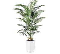 VeriNatural Palma Artificiale 180cm in Vaso Intrecciato Bianco con Ciottoli - Pianta Finta Alta - Piante Finte da Interno ed Esterno Grandi per Decorazioni Casa, Ufficio, Balcone,VN130