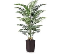 VeriNatural Palma Artificiale 180cm in Vaso Intrecciato Marrone con Ciottoli - Pianta Finta Alta - Piante Finte da Interno ed Esterno Grandi per Decorazioni Casa, Ufficio, Balcone,VN130