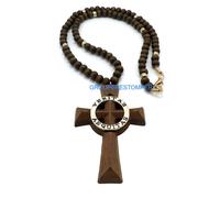 Veritas Aequitas Truth & Justice Nuovo Ciondolo In Legno Con Rosario