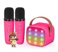 VERKB Mini macchina per karaoke con 2 microfoni wireless per bambini, giocattoli per bambini per ragazze e ragazzi, altoparlante Bluetooth portatile, regalo per ragazze di 4, 5, 6, 7, 8+ anni (rosso