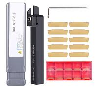 VerLich MGEHR1212-2 - 1 utensile per tornitura e 10 inserti in metallo duro MGMN200 con chiave a L per utensile di tornitura
